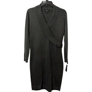 Ronni Nicole Sweater‎ Dress, Faux Wrap Style, Buckle Detail, Gray, in Size M NWT